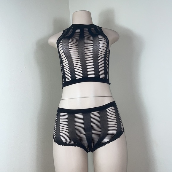 Sexy Black Stretchy Mesh Fishnet Cutout High Waist - Picture 5 of 12
